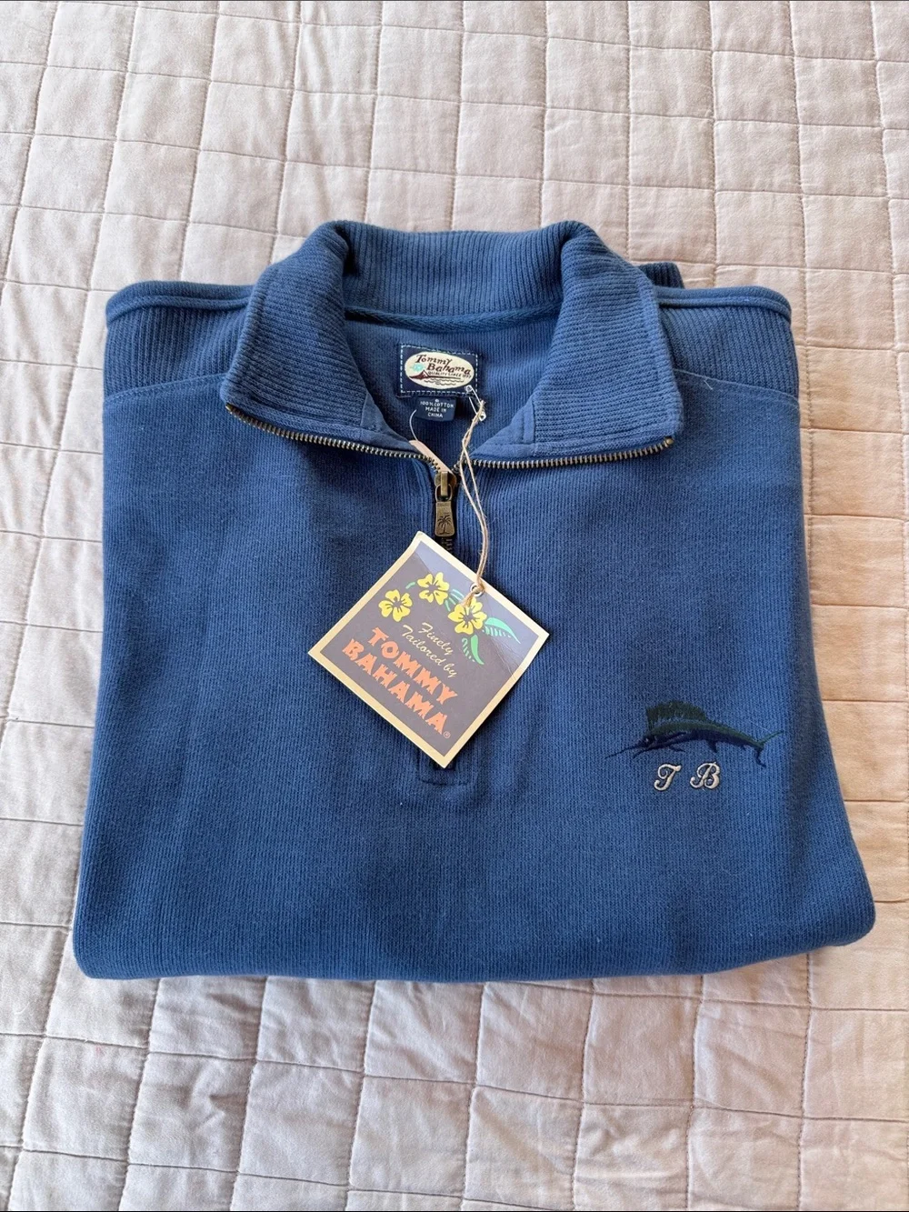 Tommy Bahama Men's Navy Half-Zip Pullover Sweater